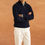 Thumbnail: Men's Light Luxury Turtleneck Jacquard Knit Zipper Pullover Leisure Vintage Soli