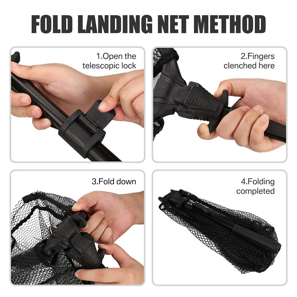 Thumbnail: Collapsible Fishing Landing Net with Telescoping Pole Handle Extend to 190cm 100