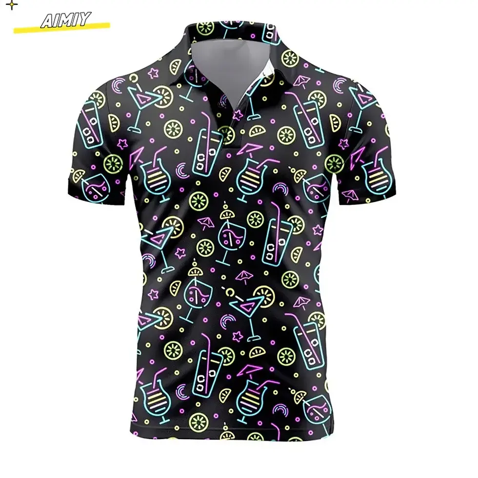 Thumbnail: Summer Casual T-shirts Mens Short Sleeve Polo Shirts Lapel Button Work Clothing 