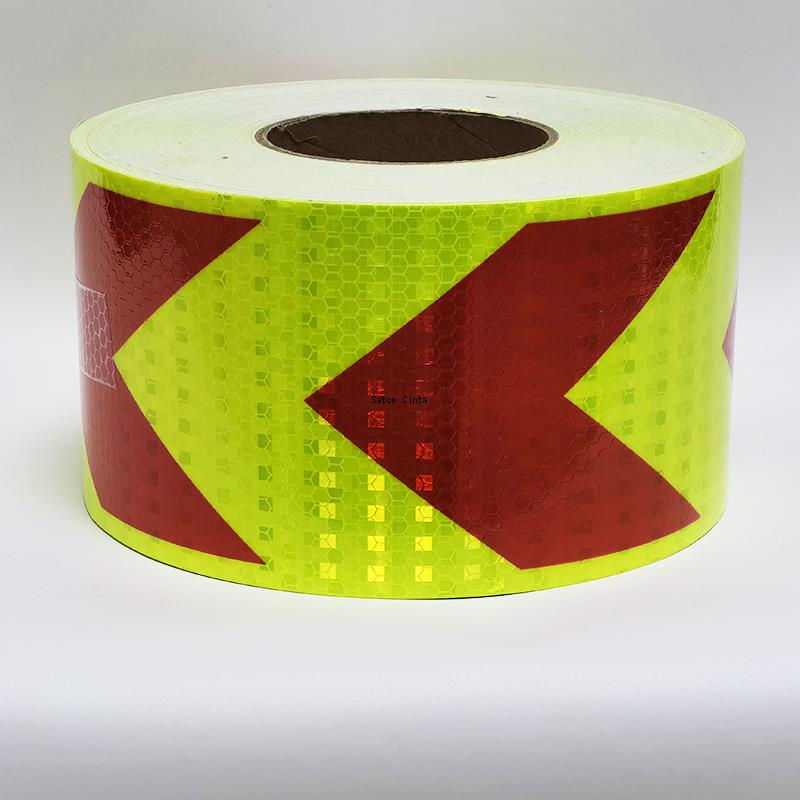 High Intensity Reflective Stickers Waterproof Strip Fluorescent Yellow-Red 10cm*