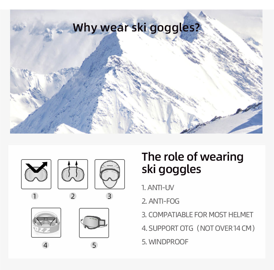 Thumbnail: COPOZZ Professional Winter Ski Goggles Magnetic Quick-Change Double Layers Anti-