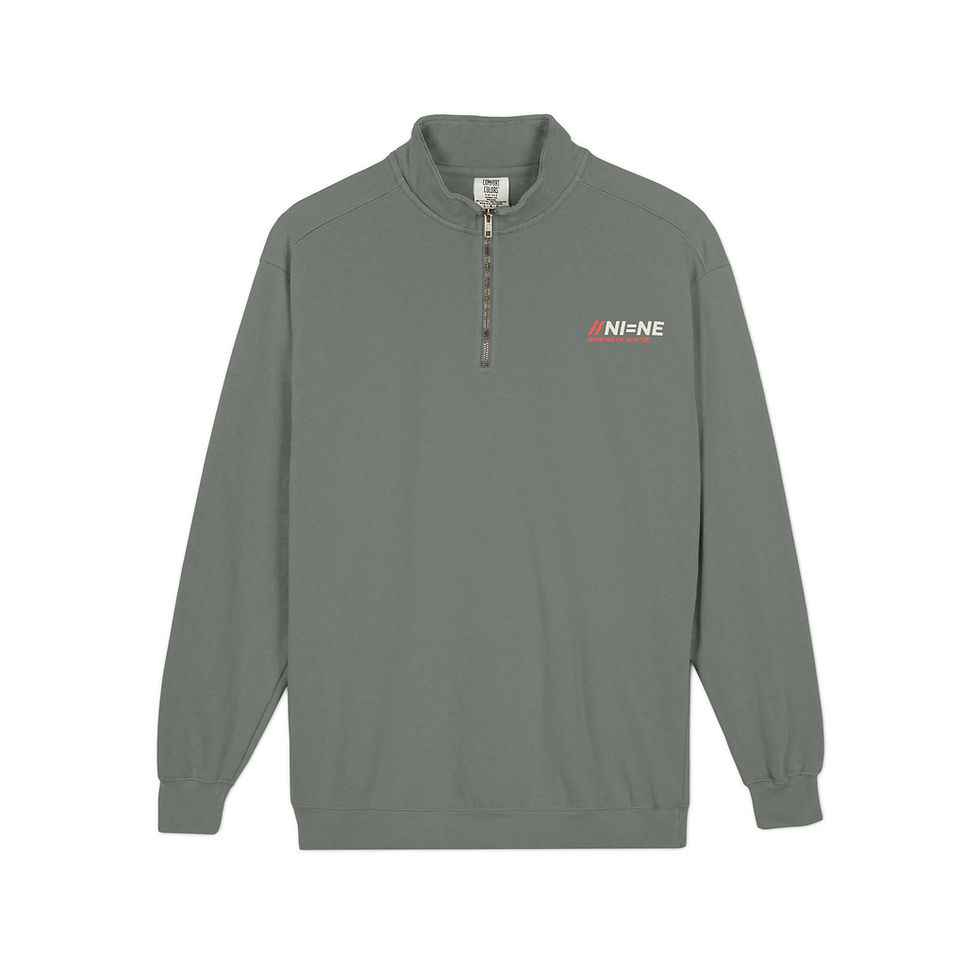 Thumbnail: ni=ne Quarter-Zip Sweatshirt — Minimal Racing Logo Chest Design