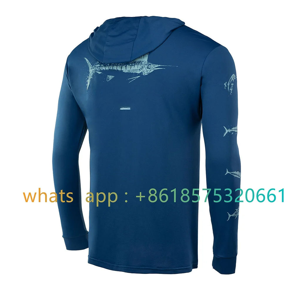 Thumbnail: child aldult Fishing T-shirt Hooded Long Sleeve UV Protection 50 Angling Tops Ou