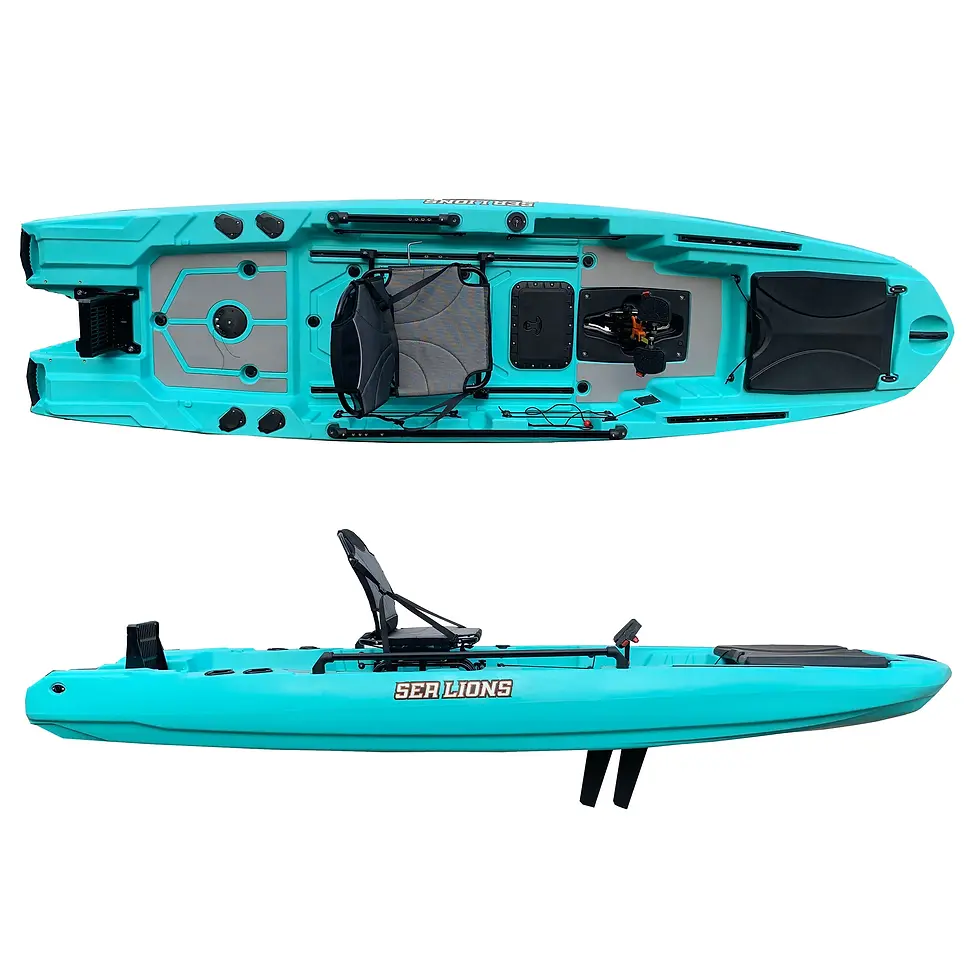 Thumbnail: Professional plastic kajak single fishing pedal kayak aluminum seat big hatches 