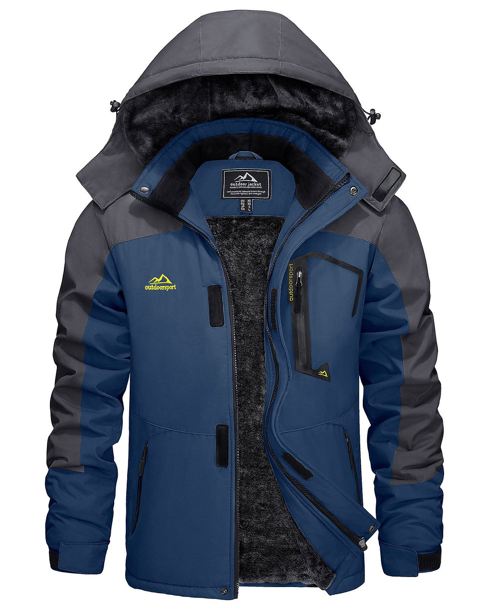 Thumbnail: KEFITEVD Men's Winter Ski Jacket Waterproof Warm Thick Fleece Hiking Jackets Rai
