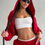 Thumbnail: Pant Sets Women Two Piece Suit Zipper Hooded Short Top Sweater High Waist Splice