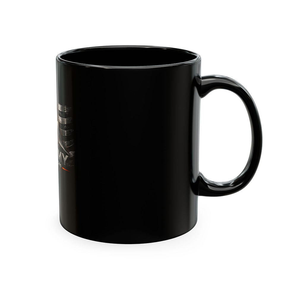 Thumbnail: Ceramic Mug — Alchemy Contractors Logo with American Flag (Black)