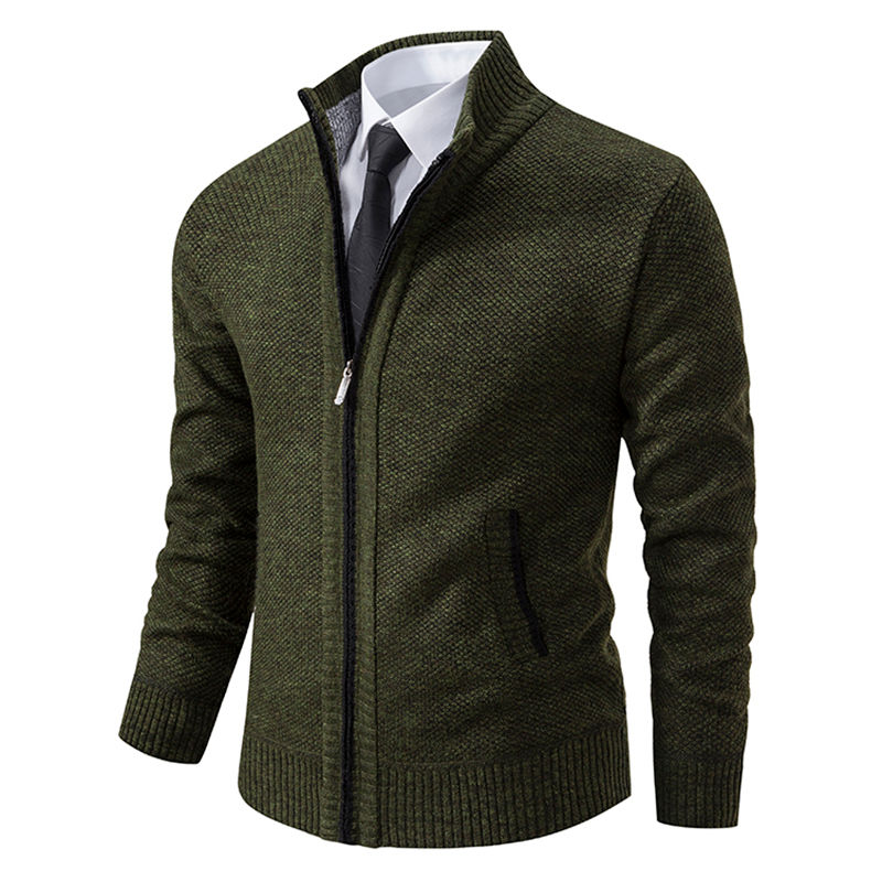 Thumbnail: Autumn And Winter New Jersey Men's Casual Sports Coat Solid Color Stand Collar W