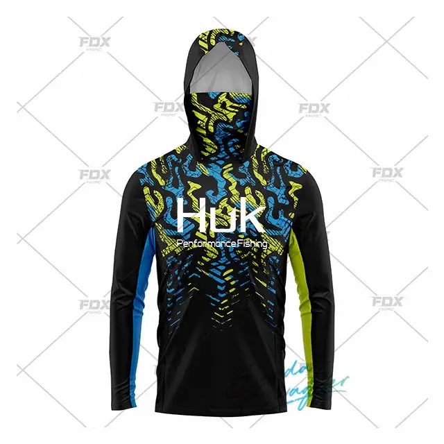 Thumbnail: HUK Fishing New Fishing Shirts Upf 50 Long Sleeve Hooded Face Cover Camisa Pesca