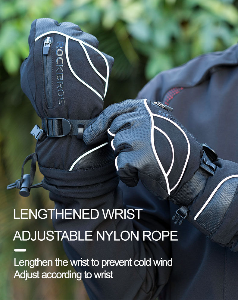 Thumbnail: ROCKBROS Winter Gloves Motorcycle Waterproof Fleece Thermal Gloves Snowboard Sno