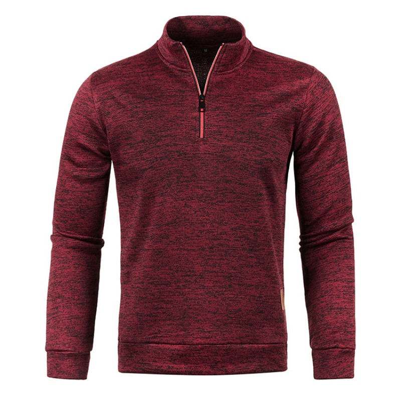 Thumbnail: Autumn Men's Half Zipper Sweatshirts Long Sleeve Solid Color Pullover Turtleneck