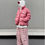 Thumbnail: Men's Pink Vintage Oversized Plaid Pants Summer Baggy Wide Leg Pants Drawstring 