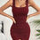Thumbnail: Solid Color Ruffled Side Tulip Hem Tight Dress, Sleeveless Square Neck Party Dre