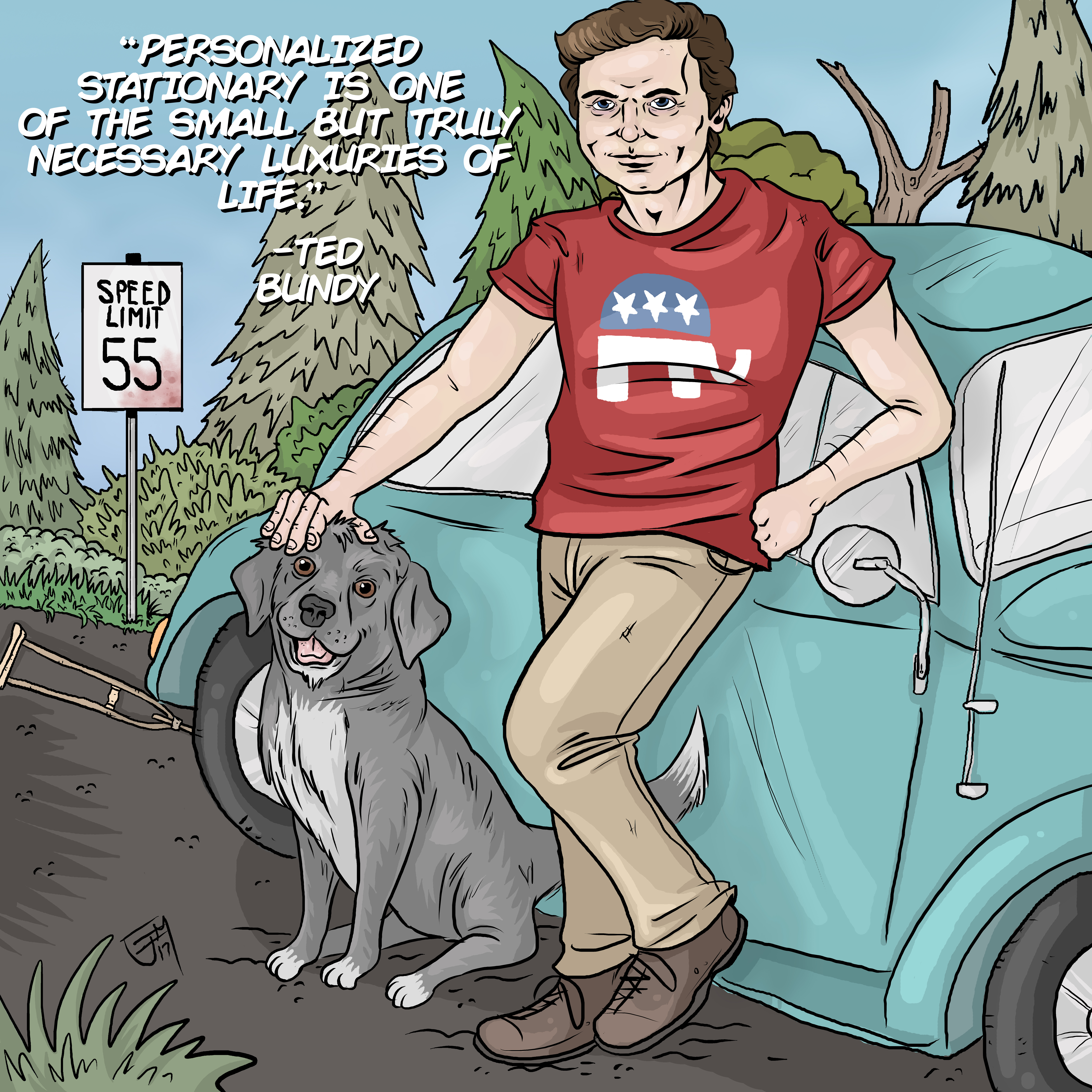 Ted Bundy with a Black Lab