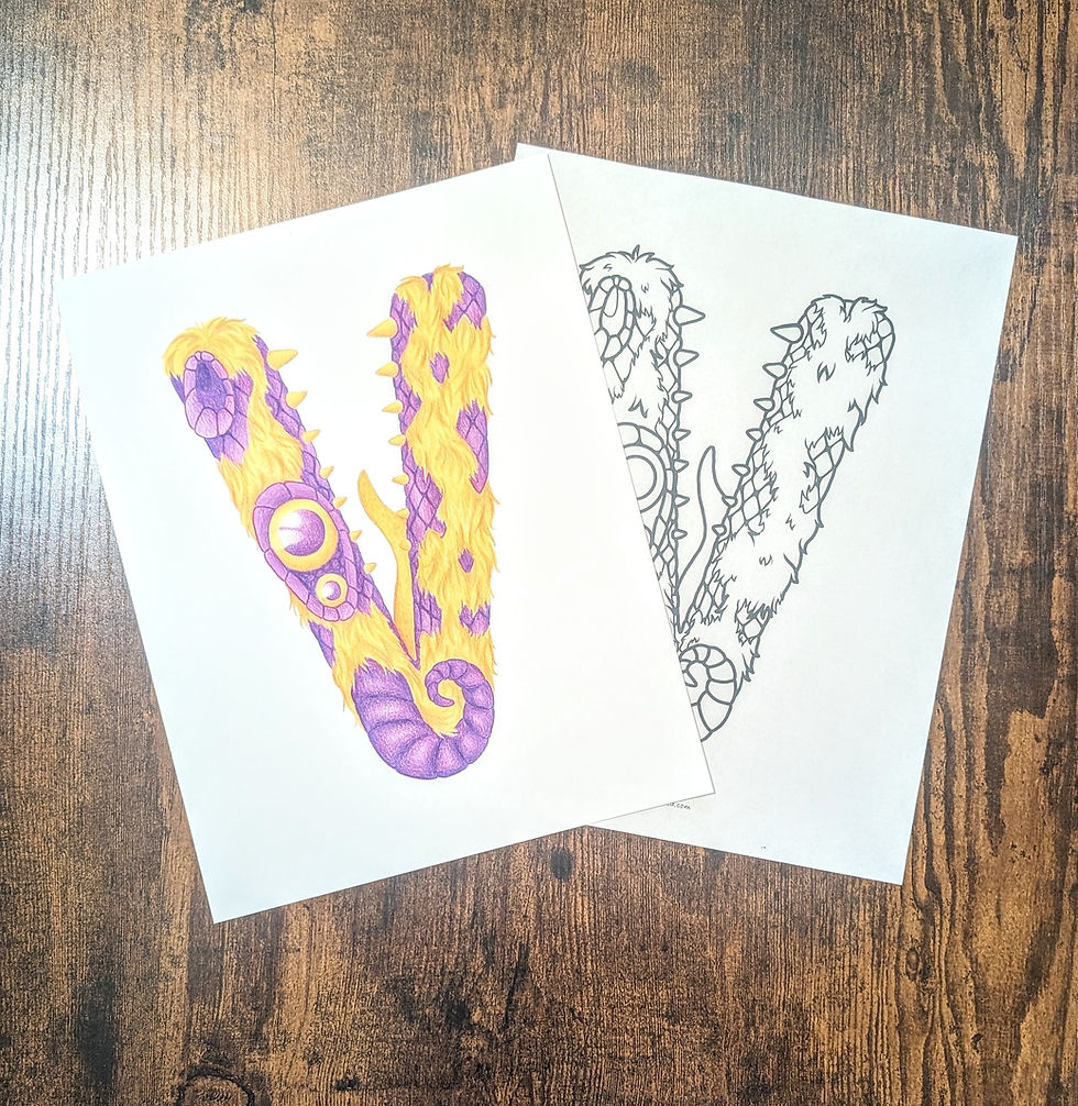 Miniatura: Monstrous Letter V Print