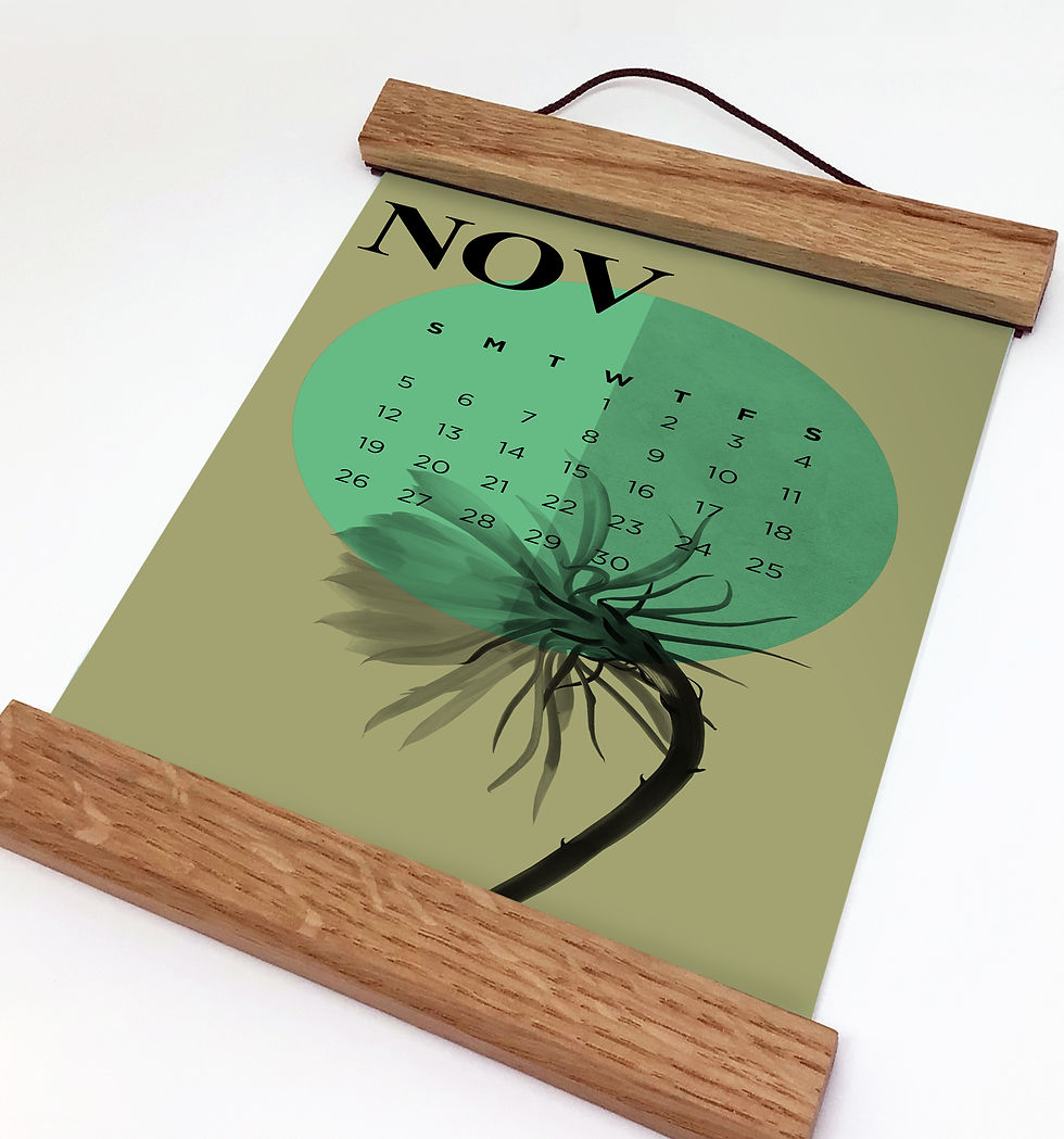 Thumbnail: 2026 Wall Calendar with Wooden Poster Hanger, Botanical 2026 Calendar