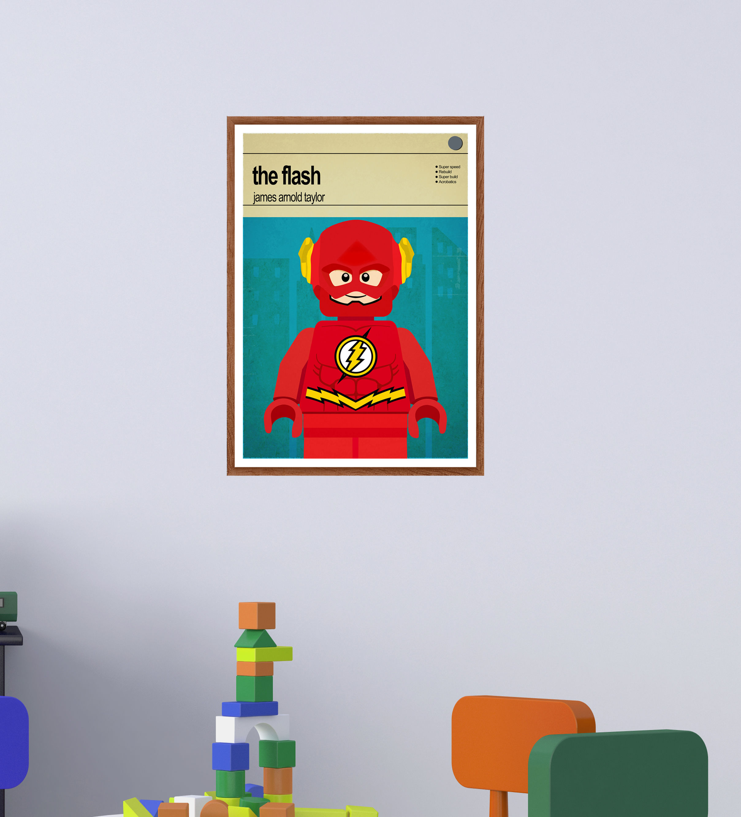 Superhero Wall Art, Flash Poster, Boys Bedroom Poster, Child Superhero Wall Art
