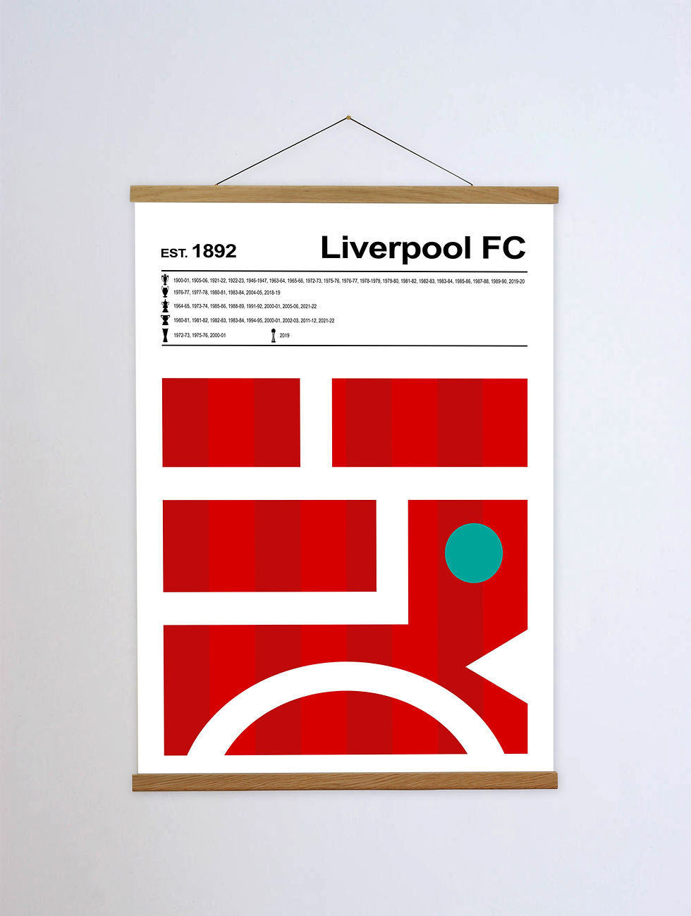 Liverpool FC Canvas Print and Wooden Hangers, A5/A4, Kids Football Poster