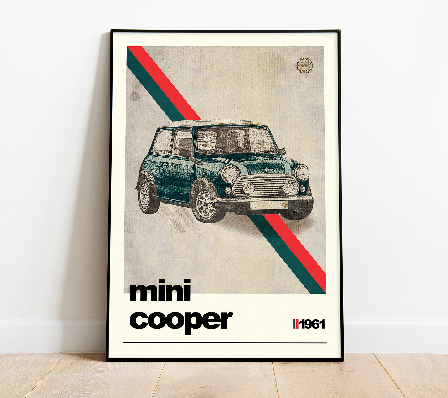 Mini Cooper Poster, Gift for Him, Car poster, Car Wall art, 80s Classic Mini