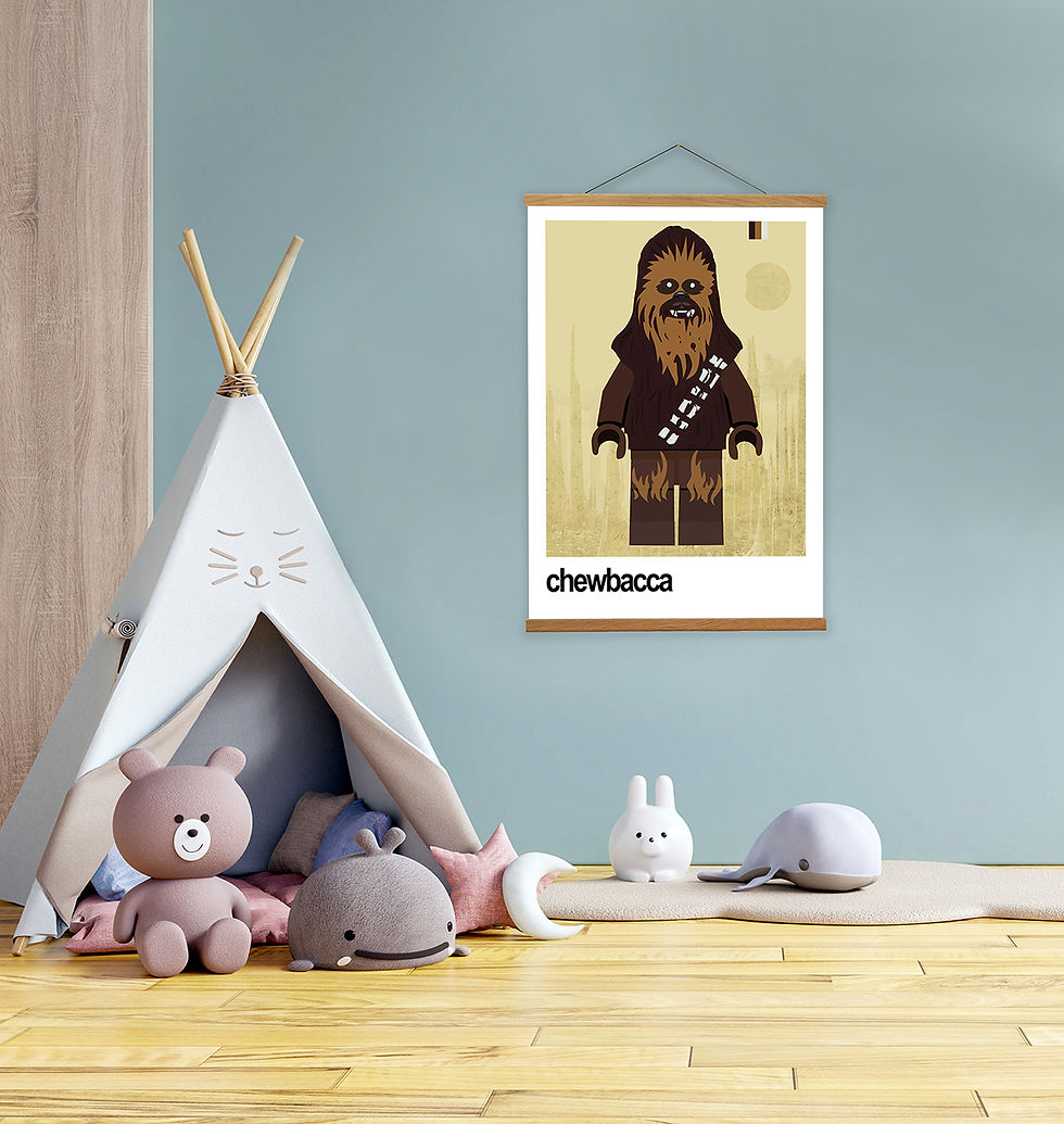Thumbnail: A3/A2 Wooden Hanger with Chewbacca Canvas Print, Lego Star Wars Canvas Print