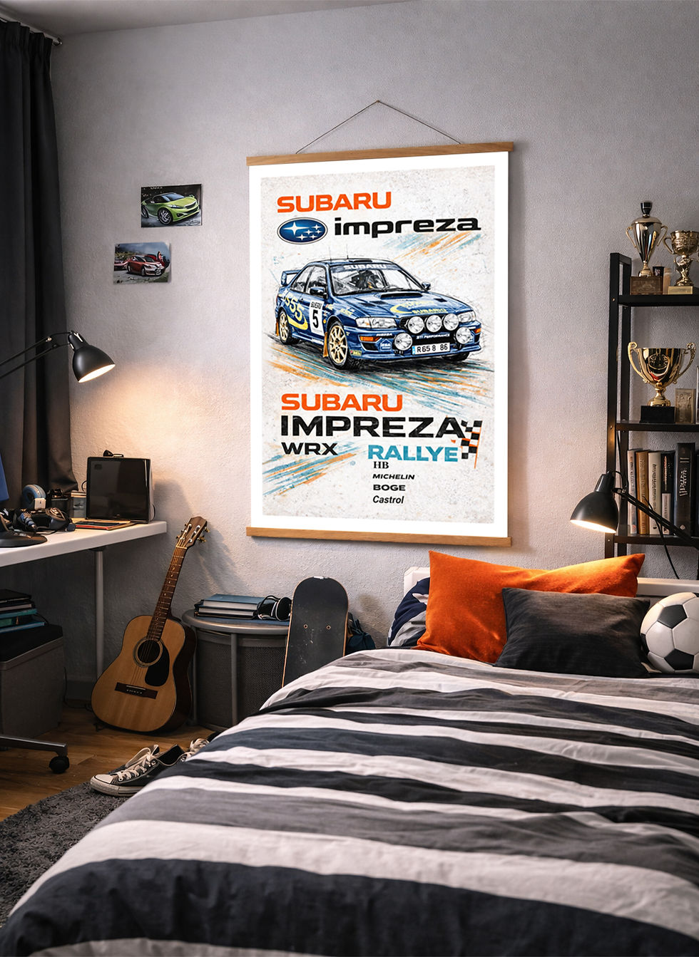 Thumbnail: Subaru Impreza Canvas Print and Wooden Hanger, Gift for Dad, Rally Car Canvas
