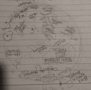 Pencil sketch of fantasy map