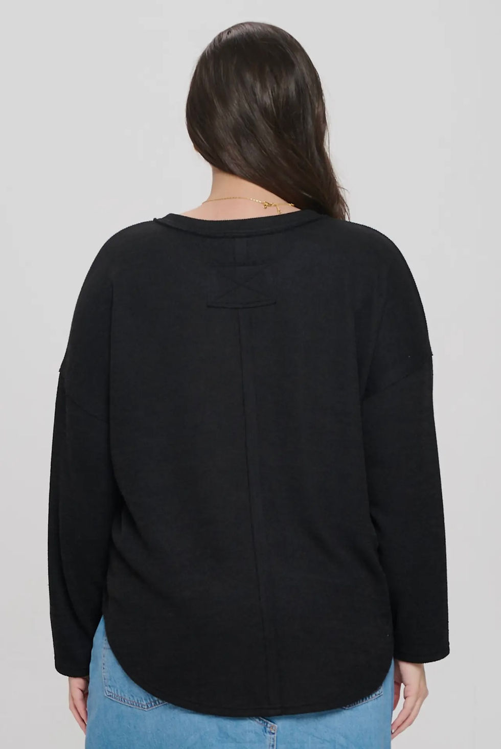 Thumbnail: Curvy Midnight Black Knit Top