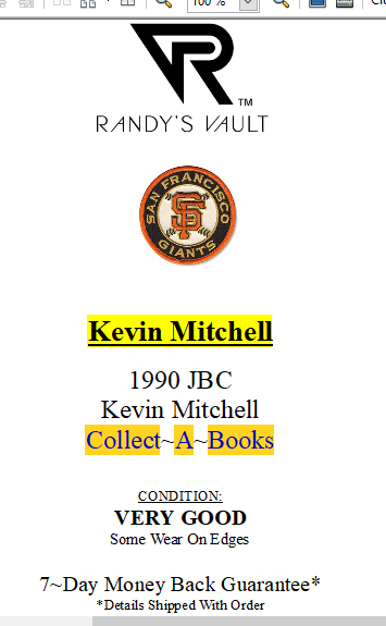 Thumbnail: GIANTS (MLB) ~ Kevin Mitchell