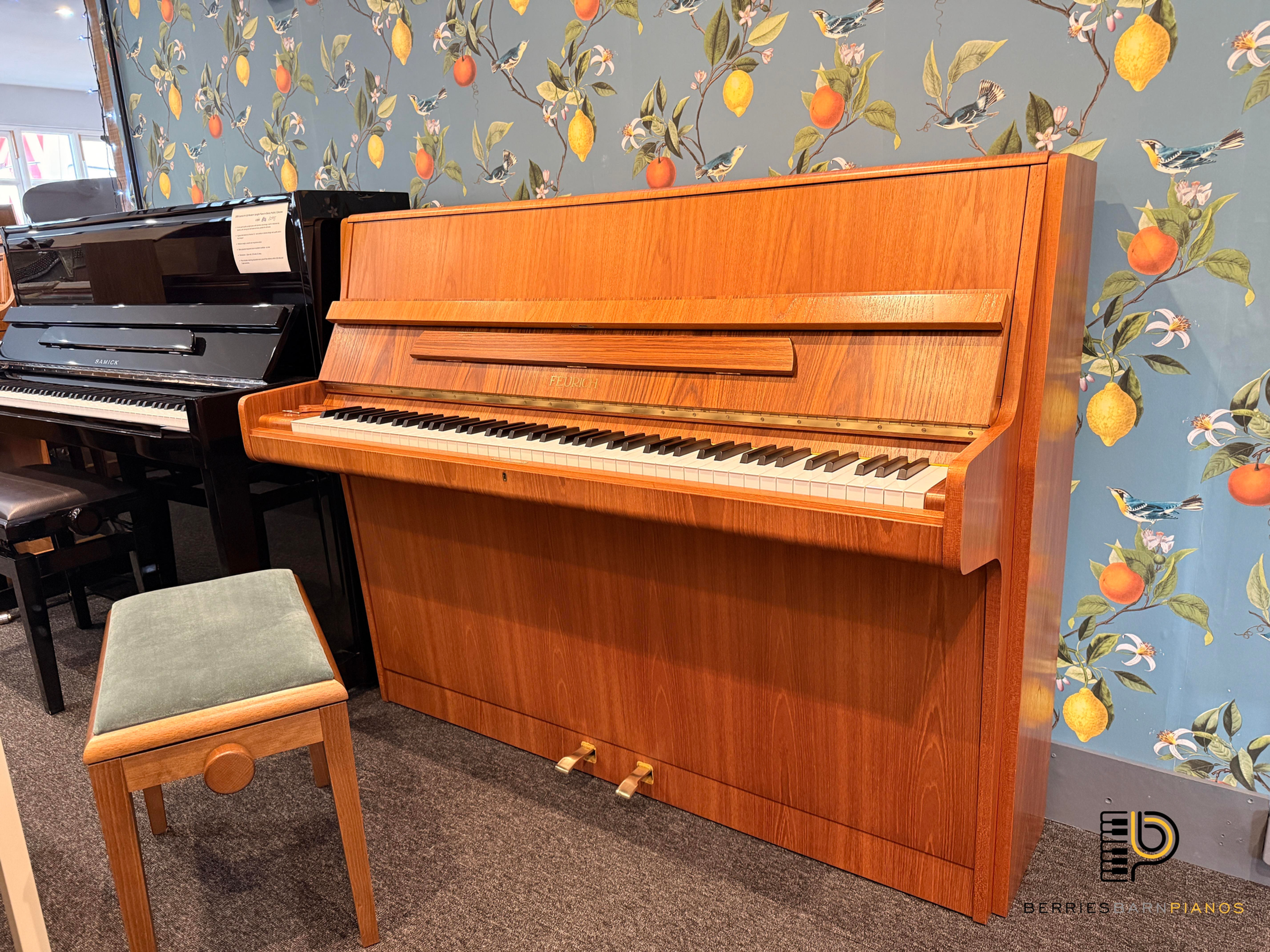 Feurich 112 F Upright Piano in Teak Satin
