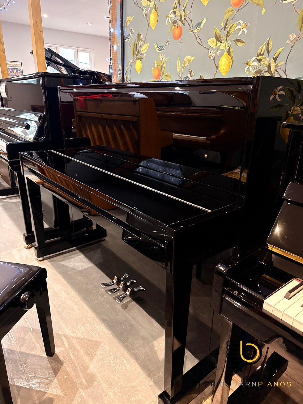 Thumbnail: Samick H-118 Modern Upright Piano in Ebony Polish / Chrome (Black Gloss)