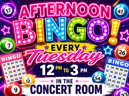 Afternoon Bingo 12 - 3pm every Tuesday at Carcroft Club