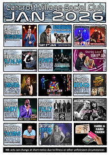 January 2026 live acts at Carcroft Club