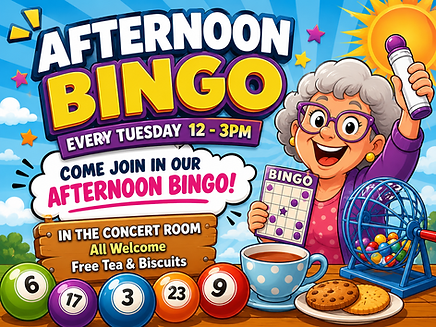 Afternoon Bingo 12 - 3pm every Tuesday at Carcroft Club