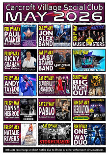 May 2026 live acts at Carcroft Club