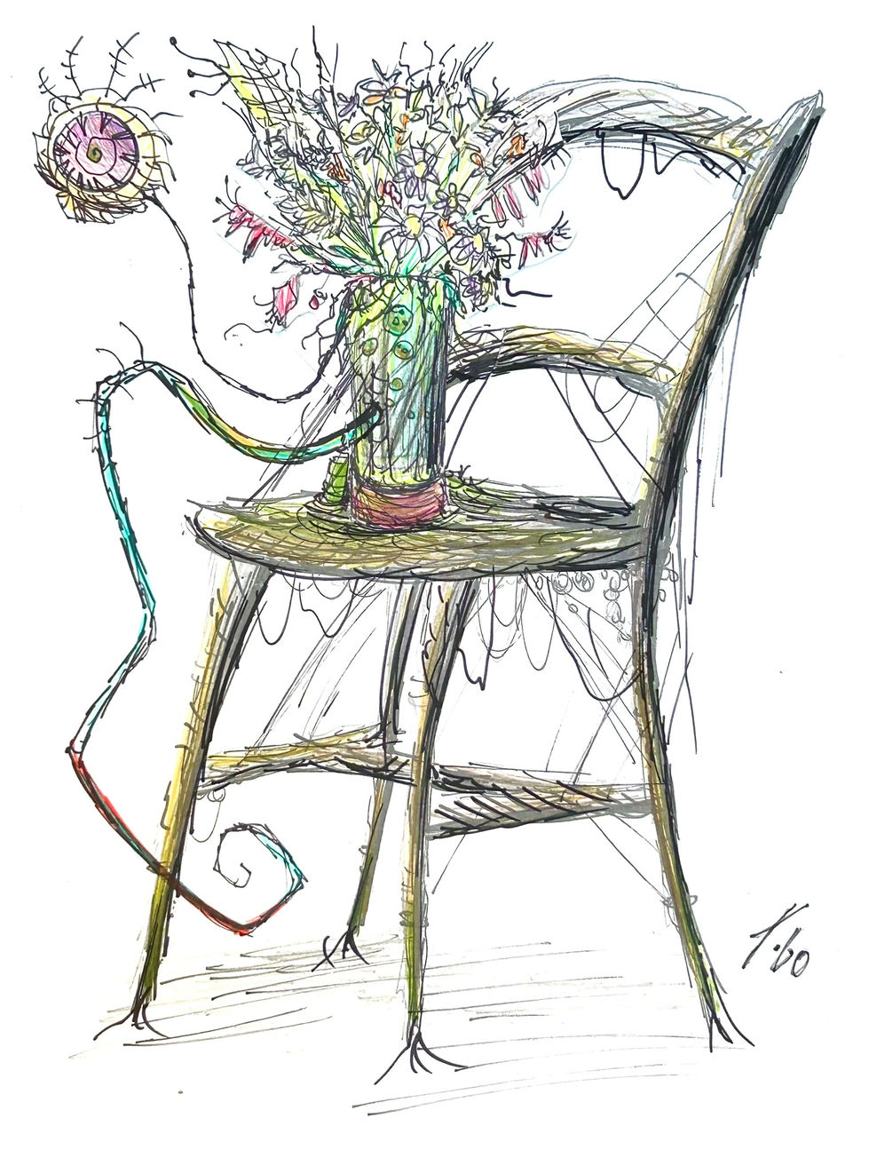 IMG_5490 Cobweb Chair II (Festering) [Coloured Sketch & A bit of a Collage]