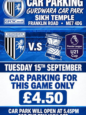 Car Parking: Premier League U21 Cup - Birmingham City Match