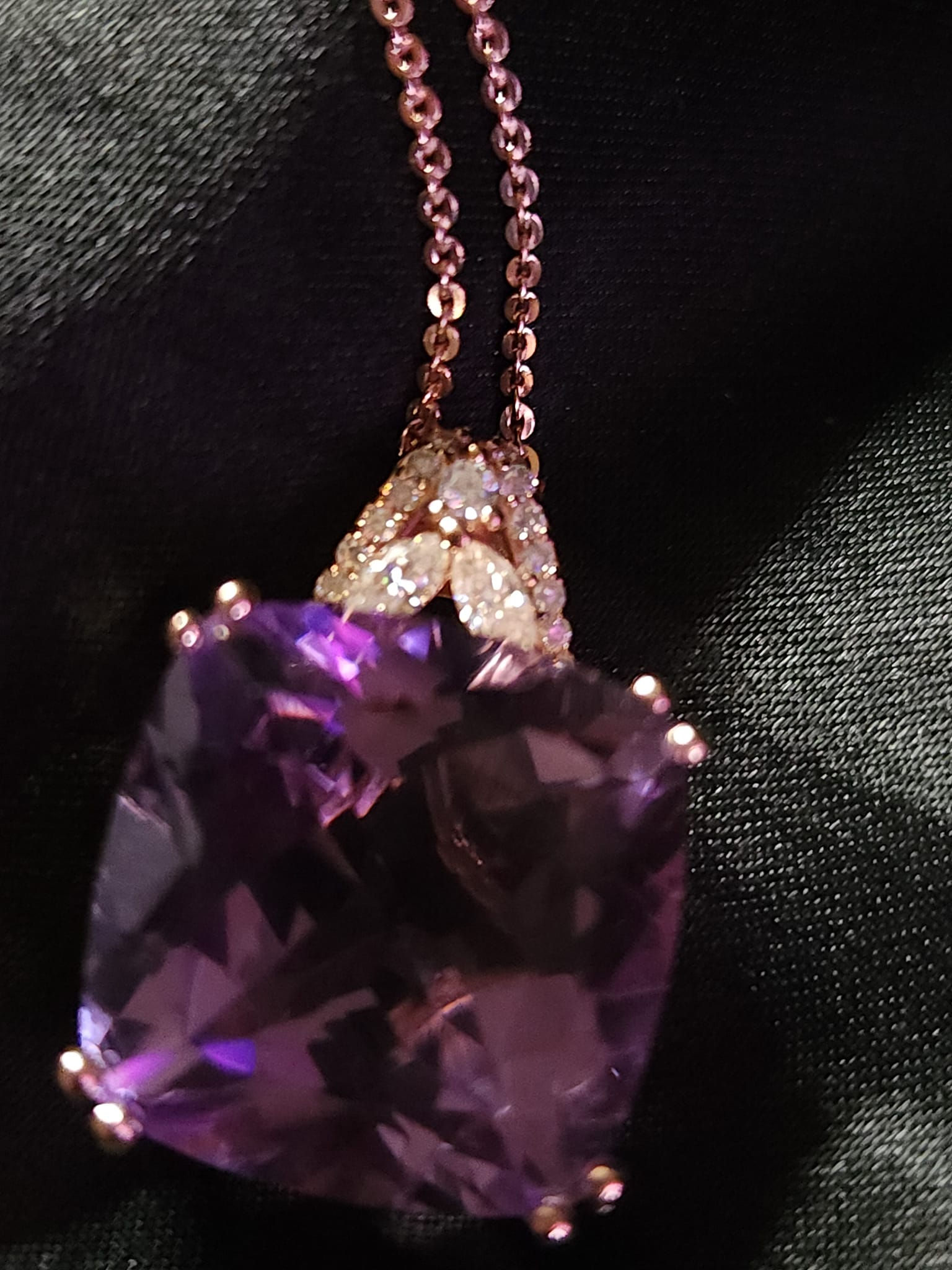 Rose De France Amethyst/Pendant 20Inches In Vermeil Rose