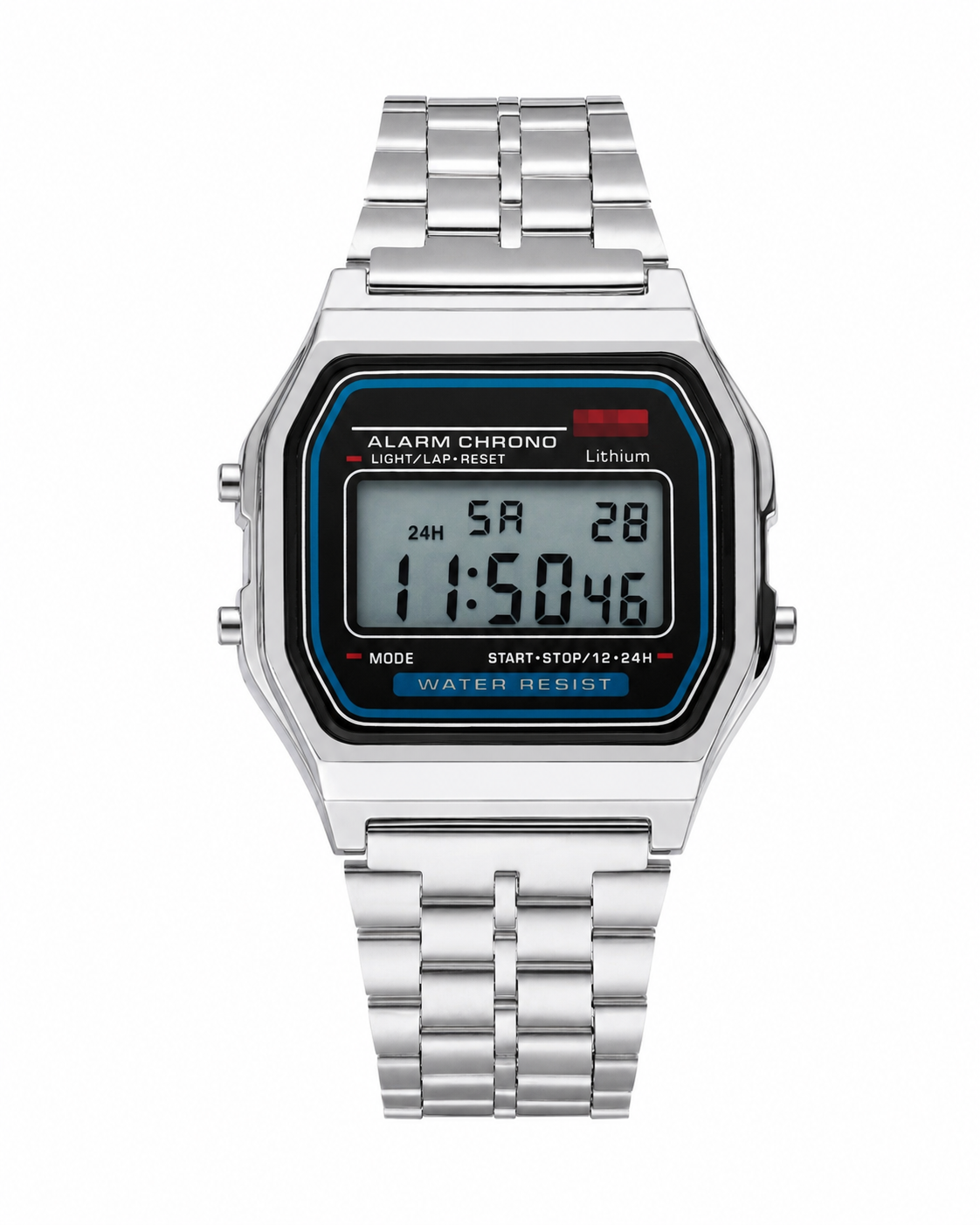 Retro-Look Digitaluhr in Silber & Gold – Elegante Unisex-Armbanduhr