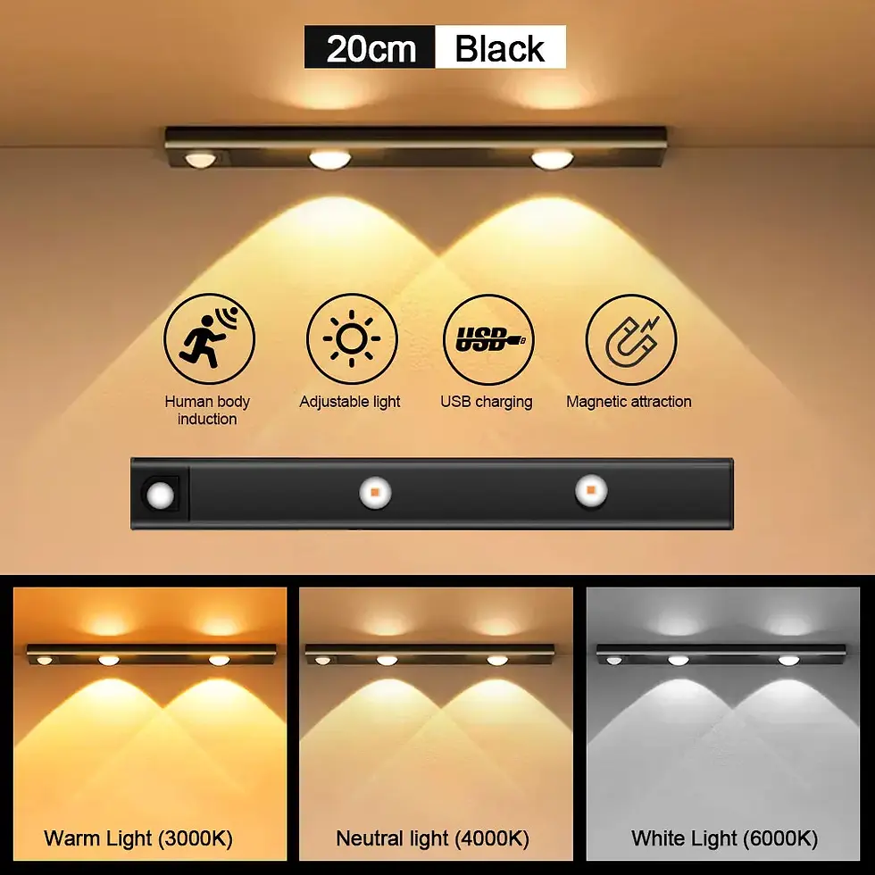 Miniatura: Lâmpada LED c Sensor de Mov. S Fio, Ultrafina e com USB para Armário de Cozinh