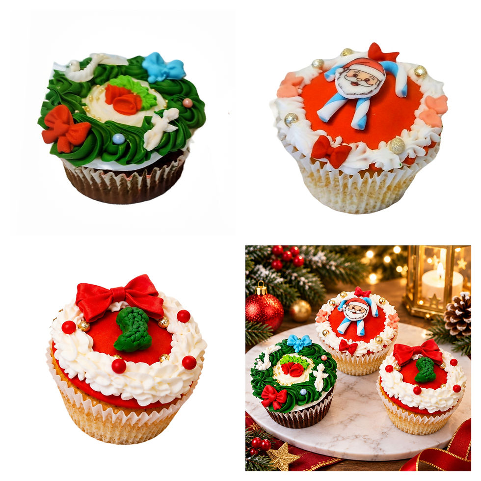 Christmas Santa Sweet Cupcakes Assorted - 3 pieces IFM Gourmet Dubai