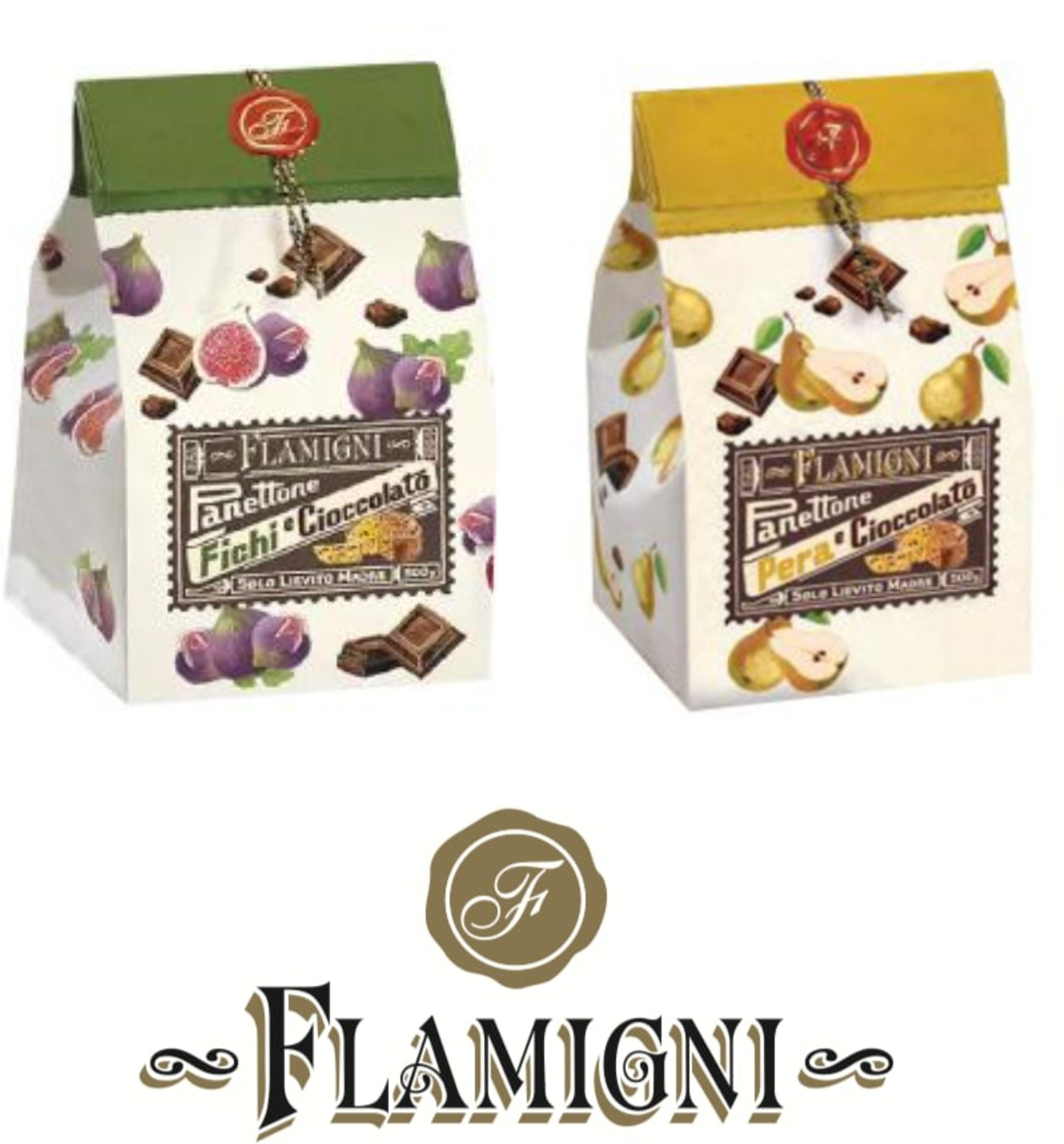Panettone Chocolate Drops with Figs or Pears | Flamigni – 500g