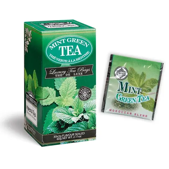 Mint Green Tea in sealed bags