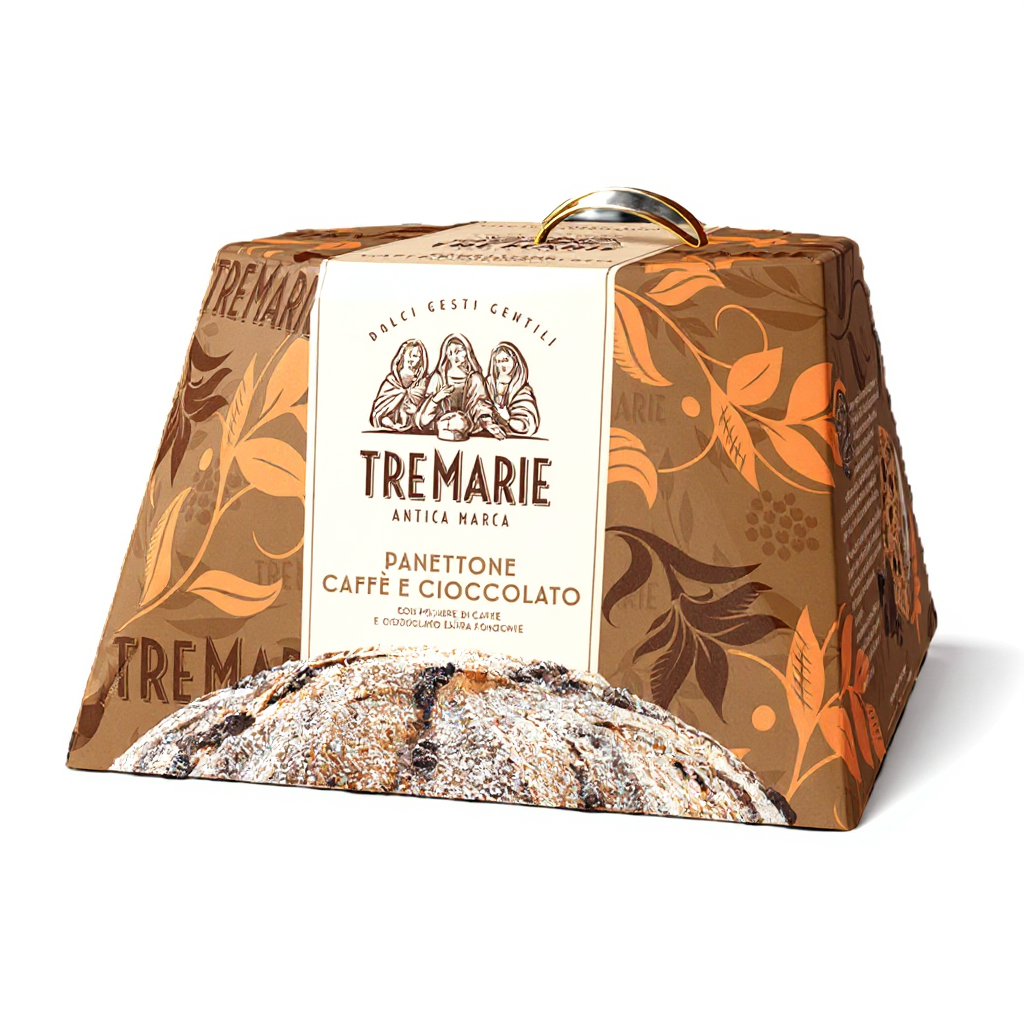 Panettone Coffee and Chocolate Tre Marie 930g – Traditional Italian Cake