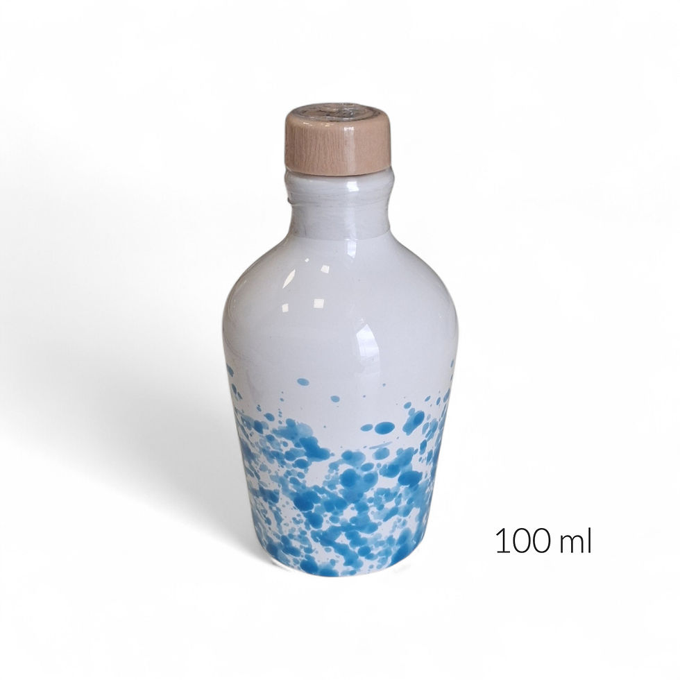 Mini Handmade Ceramic Jar with Premium Olive Oil - 100ml - Light Blue