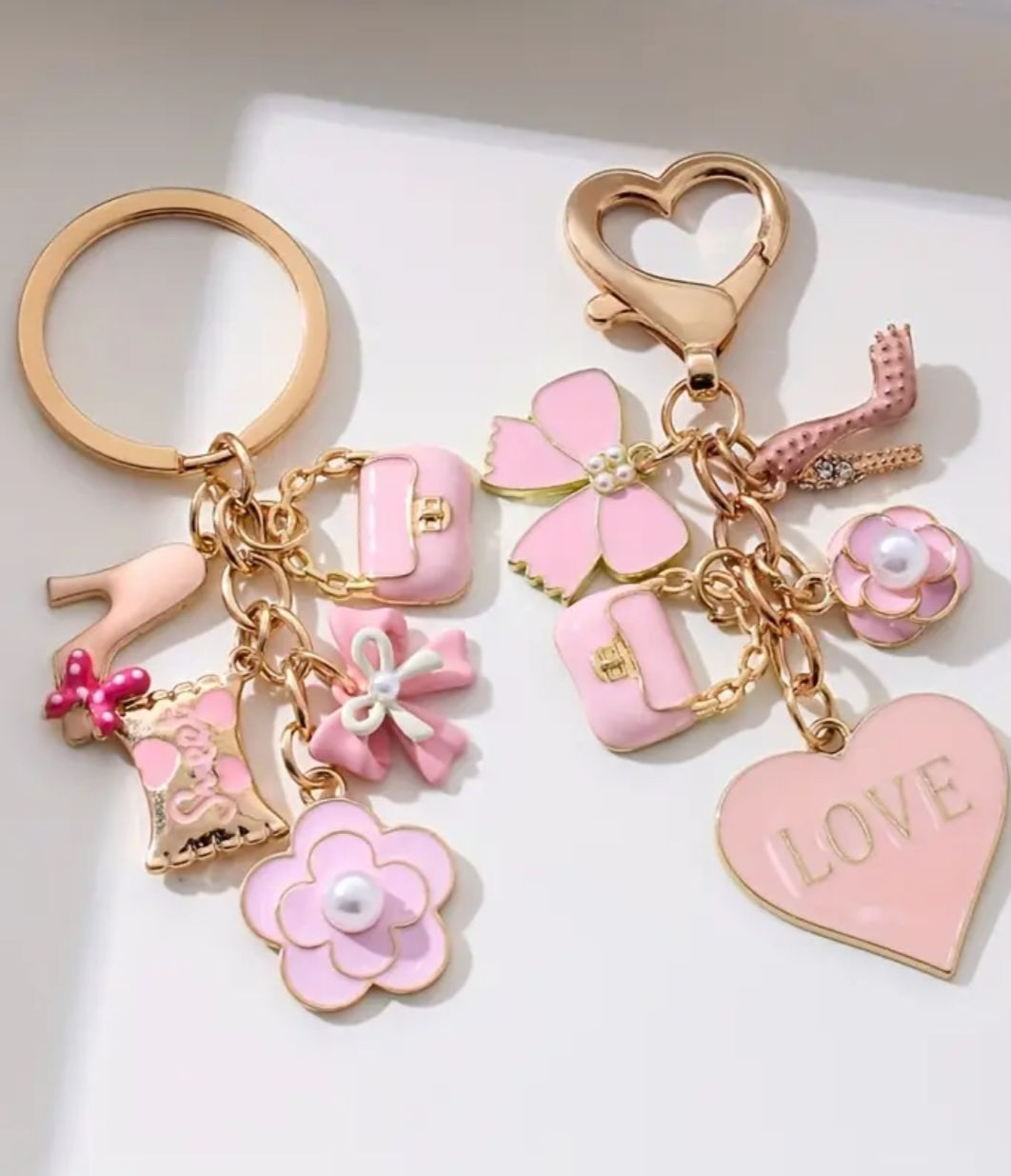 KALP VE ÇİÇEK TEMALI ÇOKLU CHARM ANAHTARLIK