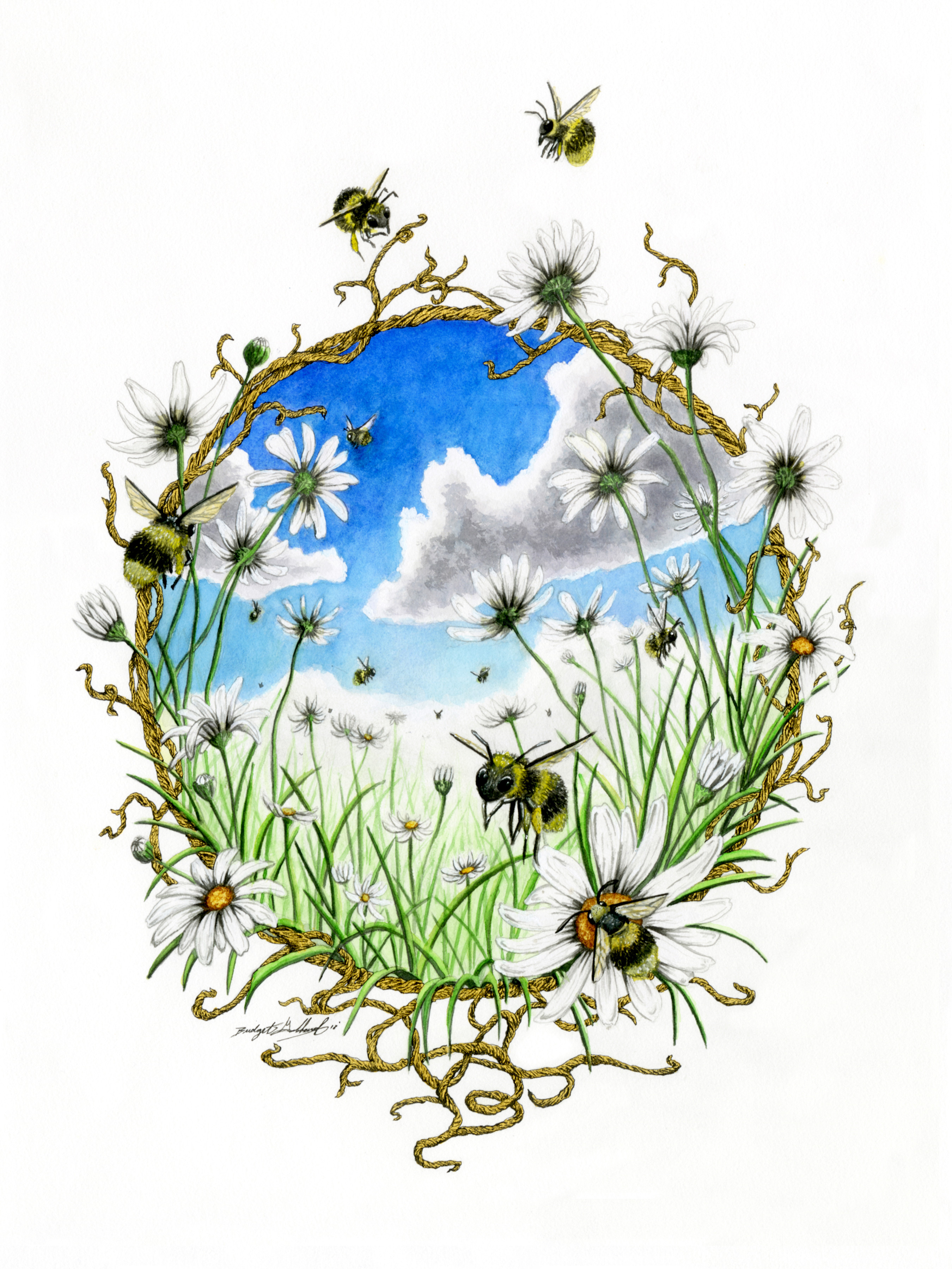 Midday Bumblebees Original Painting