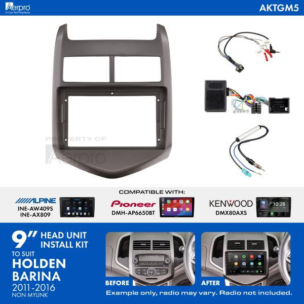 AKTGM5 9 Inch install kit to suit Holden barina tm 2011-2016 [compatible with pi