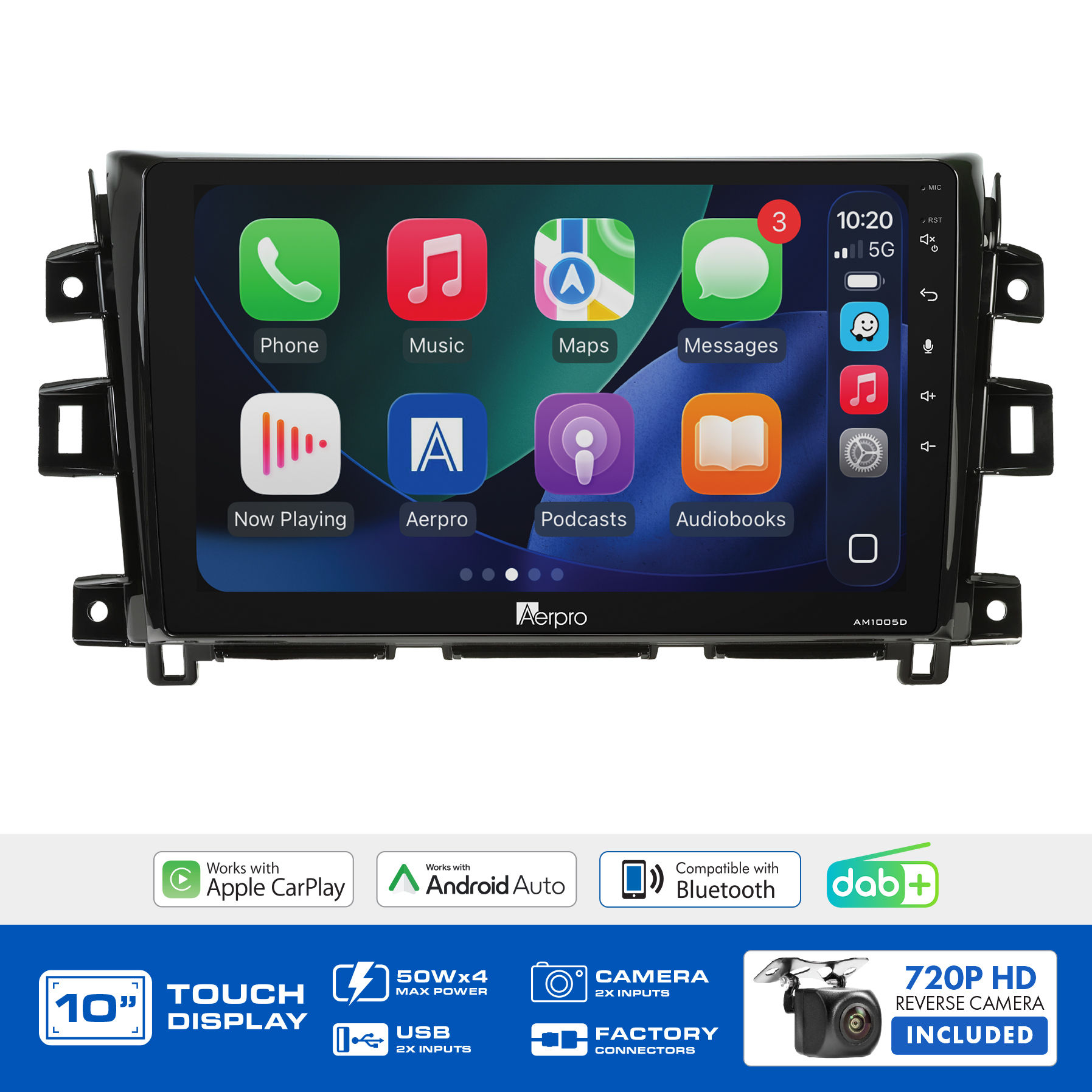AMDNI13 10" MULTIMEDIA RECEIVER TO SUIT NISSAN NAVARA 2015-2019 - FACTORY NAVIGA