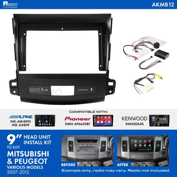 AKMB12 9 Inch install kit to suit Mitsubishi / Peugeot 2007-2012