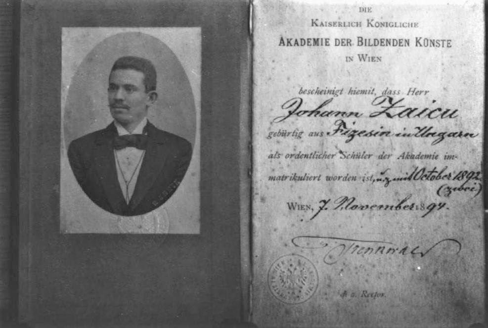 Pictorul Ioan Zaicu, document aflat în arhiva Episcopiei Romano-Catolice din Timișoara. Imaginea ne-a fost oferită de către Dr. Pr. Davor Lucacela